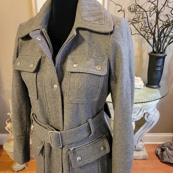 Bebe Military Style Wool Blend Jacket - Picture 3 of 14